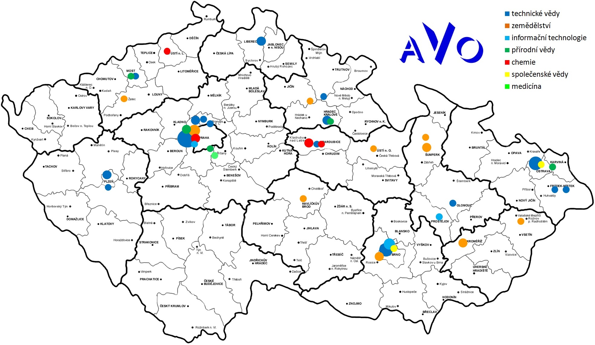 Mapa členů AVO